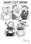  ! !! 1girl bandages beret braid breasts chart english_text g36c_(girls&#039;_frontline) girls_frontline greyscale hair_over_one_eye hat heart highres huge_breasts iapoc long_hair meme monochrome shirt_cut_meme side_braid speech_bubble spoken_heart torn_clothes 