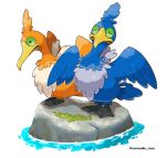  alternate_color bird commentary_request cramorant green_eyes highres moss no_humans pokemon pokemon_(creature) rock rorosuke shiny_pokemon standing twitter_username water white_background 