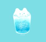  animal animated animated_gif aqua_background artist_name bottle cat cup food food_focus glass milk nadia_kim no_humans original simple_background snow 
