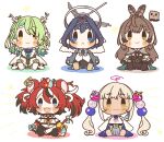  5girls :&lt; :3 :d absurdres animal_ear_fluff animal_ears antlers bangs black_hair blonde_hair blue_eyes blue_hair blush_stickers brown_eyes brown_hair ceres_fauna chibi collar commentary_request earclip earrings eyebrows_visible_through_hair flower friend_(nanashi_mumei) frog_hair_ornament green_hair hair_flower hair_ornament hairclip hakos_baelz highres holocouncil hololive hololive_english jewelry key limiter_(tsukumo_sana) long_hair long_sleeves looking_at_viewer mouse mouse_ears mouse_girl mouse_tail mr._squeaks_(hakos_baelz) multicolored_hair multiple_girls nanashi_mumei ouro_kronii ponytail redhead ribbon same_anko sharp_teeth short_hair simple_background smile spiked_collar spikes streaked_hair tail tail_ornament tail_ribbon teeth tsukumo_sana twintails two-tone_hair virtual_youtuber white_background white_hair yellow_eyes 