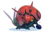  antennae berry bug commentary_request full_body kikuyoshi_(tracco) looking_to_the_side no_humans pokemon pokemon_(creature) signature solo venipede white_background yellow_eyes 