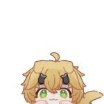  1boy :3 ahoge animal_ears animated animated_gif bangs blonde_hair dog_ears dog_tail fake_horns genshin_impact gloves green_eyes hair_between_eyes hair_ornament headband horns japanese_clothes kandaowoqingcuiwoqutianhuangchuan lowres ponytail tail thoma_(genshin_impact) 