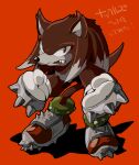  1boy animal_nose aoki_(fumomo) clenched_hands fang full_body furry furry_male gloves knuckles_the_echidna male_focus red_background shoes simple_background snout solo sonic_(series) sonic_world_adventure spikes standing white_gloves 