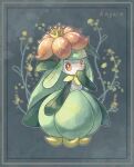  commentary_request framed full_body hand_up highres kagure_(karaguren) lilligant looking_at_viewer no_humans orange_eyes pokemon pokemon_(creature) signature solo standing 
