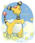  ampharos black_eyes blush commentary_request full_body holding looking_at_viewer no_humans pokemon pokemon_(creature) signature solo standing star_(symbol) tansho 