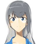  1girl alice_gear_aegis blue_eyes character_request closed_mouth doko_tetora grey_hair long_hair looking_at_viewer portrait simple_background solo white_background 