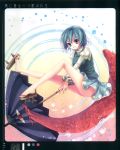  blue_eyes blue_hair geta heterochromia highres karakasa karakasa_obake legs nail_polish red_eyes sandals short_hair solo sousouman tatara_kogasa tongue touhou umbrella 