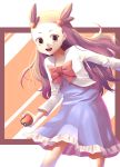  brown_hair highres holding holding_poke_ball kodai long_hair mikan_(pokemon) poke_ball pokemon pokemon_(game) pokemon_gsc 