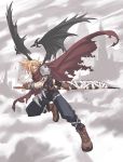  blonde_hair blue_eyes boots buster_sword cape cloud_strife demon_wings final_fantasy final_fantasy_vii gloves kingdom_hearts magi sword torn_clothes weapon wings 