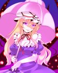  breasts cleavage fan gloves hal_(haruna) hat long_hair purple_eyes touhou umbrella yakumo_yukari 