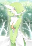  cleavage fuchsia gardevoir green_hair no_humans pokemon pokemon_(creature) smile solo 