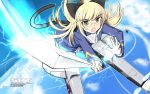  animal_ears bad_id blonde_hair cat_ears electricity glasses highres long_hair open_mouth pantyhose perrine_h_clostermann strike_witches striker_unit striker_units sword tail uniform wallpaper weapon yellow_eyes 