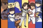  baseball baseball_bat baseball_mitt baseball_uniform chunichi_dragons clothes_writing column_lineup doala hanshin_tigers highres hiroshima_carp hiroshima_touyou_carp jersey kagura kasuga_ayumu mascot_head mihama_chiyo mizuhara_koyomi morichan nippon_professional_baseball sakaki sportswear takino_tomo yokohama_baystars yomiuri_giants 