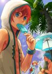  2boys akke asbel_lhant ball beachball blue_eyes blue_hair book brown_hair glasses hood hubert_ozwell multicolored_hair multiple_boys palm_tree pascal popsicle red_hair redhead snorkel tales_of_(series) tales_of_graces tree two-tone_hair umbrella white_hair 