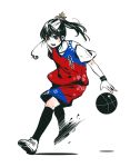  alternate_costume alternate_hairstyle axis_powers_hetalia basketball jersey ponytail ruby20516 running shoes short_sleeves shorts simple_background sneakers solo sport taiwan_(hetalia) wristband 