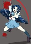 blood blue_eyes blue_hair gogatu knife long_hair school_uniform suzumiya_haruhi_no_shoushitsu suzumiya_haruhi_no_yuuutsu 