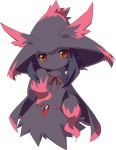  black_hair fuchsia mismagius no_humans pokemon pokemon_(creature) red_eyes ribbon simple_background 