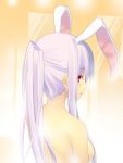  ac_(eshi) alternate_hairstyle animal_ears back bad_id bare_shoulders breasts bunny_ears bust eshi extra_ears from_behind long_hair looking_back nape nude open_mouth ponytail purple_hair rabbit_ears red_eyes reisen_udongein_inaba sideboob solo topless touhou 