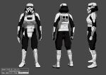  1boy armor artist_name character_name character_sheet clenched_hands dated english_commentary galactic_empire helmet imperial_patrol_trooper looking_at_viewer multiple_views official_art okubo_junji open_hand production_art star_wars star_wars:_visions visor 