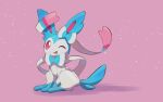  :p absurdres alternate_color closed_mouth commentary full_body highres looking_at_viewer no_humans nullma one_eye_closed pokemon pokemon_(creature) purple_background shiny_pokemon sitting smile solo sylveon toes tongue tongue_out 
