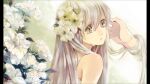  1girl artist_request character_request copyright_request dress flower highres long_hair spaghetti_strap tears white_dress 