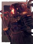  black_hair breastplate katana kusazuri lips long_hair original profile samurai samurai_armor sheath sheathed sode solo sword weapon yagi 