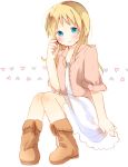  blonde_hair blue_eyes blush boots heart ichigo_mashimaro sitting skirt yoshioka_mitsuko 