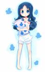  blue_eyes blue_hair blush child flower heartcatch_precure! heartcatch_pretty_cure! kanikama kurumi_erika long_hair pajamas pillow precure pretty_cure 