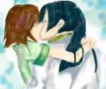   angela_(harvest_moon) couple closed_eyes harvest_moon hug jin_(harvest_moon) kiss  