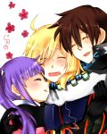  2boys asbel_lhant bad_id blonde_hair brown_hair hug multiple_boys purple_hair richard_(tales_of_graces) sophie_(tales_of_graces) tales_of_(series) tales_of_graces 