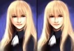  blonde_hair glasses lips long_hair perrine_h_clostermann realistic smile strike_witches uniform yellow_eyes 