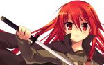  chirosuke coat long_hair red_eyes red_hair redhead school_uniform shakugan_no_shana shana sword wallpaper weapon 