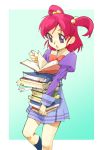  book book_focus book_stack books carrying nse pink_hair precure pretty_cure purple_eyes reading school_uniform short_twintails solo twintails two_side_up violet_eyes yes!_precure_5 yes!_pretty_cure_5 yumehara_nozomi 