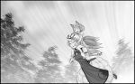  bad_id carrying comic happy monochrome running shoulder_carry silent_comic touhou wimifu yakumo_ran yakumo_yukari 