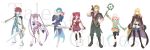  4boys asbel_lhant bad_id blonde_hair blue_hair brown_hair cheria_barnes glasses gradient_hair highres hubert_ozwell malik_caesars multicolored_hair multiple_boys multiple_girls pascal purple_hair red_hair redhead richard_(tales_of_graces) shiogoma sophie_(tales_of_graces) sword tales_of_(series) tales_of_graces thighhighs title_drop twintails two-tone_hair two_side_up weapon white_hair 