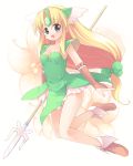  blonde_hair blue_eyes emurin long_hair polearm ribbon riesz seiken_densetsu seiken_densetsu_3 spear very_long_hair weapon 