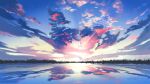  chinese_commentary clouds cloudy_sky commentary_request dawn forest highres lake landscape nature no_humans original reflection reflective_water scenery sky sun sunlight tree water xingzhi_lv 