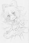  bachi_cirno bow cirno hair_bow monochrome touhou 