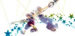  blue_eyes brown_hair error gloves jewelry keyblade kingdom_hearts kingdom_hearts_ii multiple_boys necklace oomori riku smile sora_(kingdom_hearts) spoilers star white_hair 