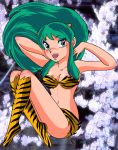  bikini green_hair horns legs long_hair lum oni smile swimsuit urusei_yatsura 