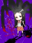  black_hair blood chibi hairclip kaibutsu_oujo long_hair nakua negitomato school_uniform shadow skirt solo spider spider_web web 