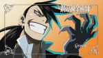  black_hair cap claws eyecatch fullmetal_alchemist greed grin hair_over_one_eye homunculus ling_yao male ponytail red_eyes spoilers tattoo 