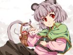  basket cheese grey_hair jewelry mouse mouse_ears mouse_tail nazrin pendant red_eyes short_hair tail tenpura_(artist) touhou 