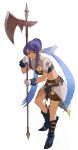  blue_hair breasts gloves halberd judith nyama pointy_ears polearm tales_of_(series) tales_of_vesperia weapon white_background 