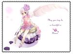  dress feathers flower hair_flower hair_ornament kuga_tsukasa lei minigirl original pink_rose purple_rose rose solo 