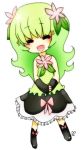  :d dress flower green_hair happy long_hair lowres open_mouth personification pokemon shaymin smile 