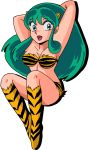  bikini green_hair horns legs long_hair lum oni solo swimsuit urusei_yatsura 