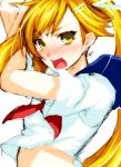  blonde_hair blush fang hair_ornament hairclip kirishima_akari long_hair nyan_koi! pizaya s_tanly school_uniform sketch tears twintails yellow_eyes 