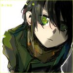  black_hair coat green_eyes head_tilt kino kino_no_tabi lowres reverse_trap short_hair sketch solo zaki_mitsunori 