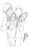  flower gift hyuuga_hinata love monochrome naruto paulo_barrios present santa_hat uzumaki_naruto 